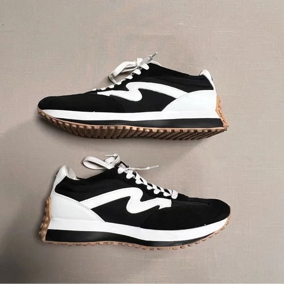 Steve Madden CAMPO Retro Sneakers Black & White – Women’s 11M - Picture 2 of 14